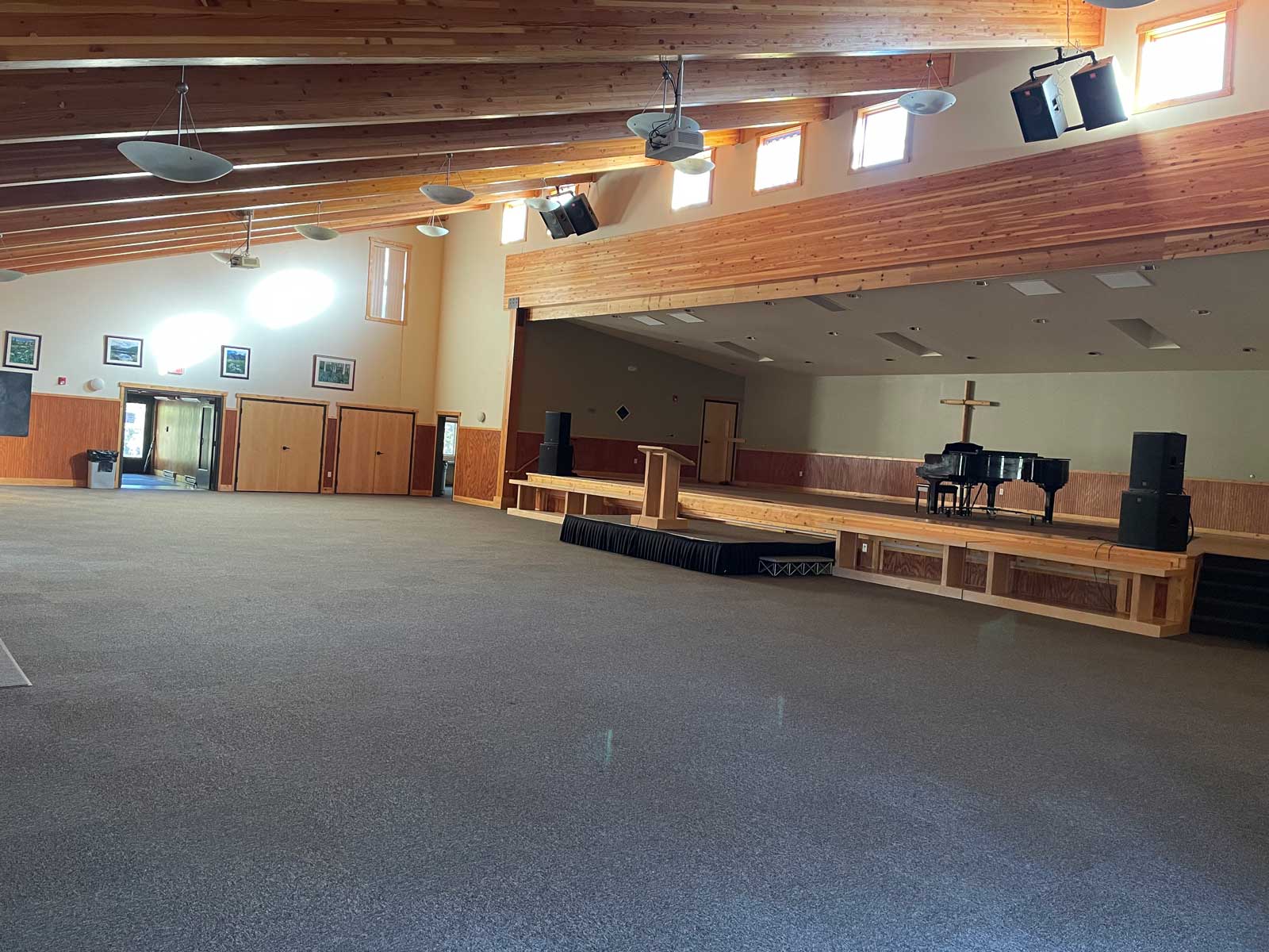 Open room with stage at The Salvation Army High Peak Camp Colorado